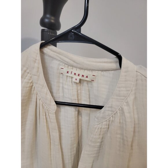 Xirena Gauze Cotton Long Sleeve Peasant Blouse Top Womens Size Small Cream - Picture 3 of 5